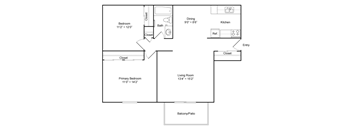 a floor plan of a house with a bedroom and a living room