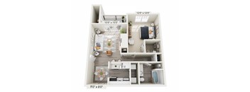 a 3d floor plan of a home with a bedroom