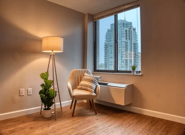 Renovated apartment living room corner