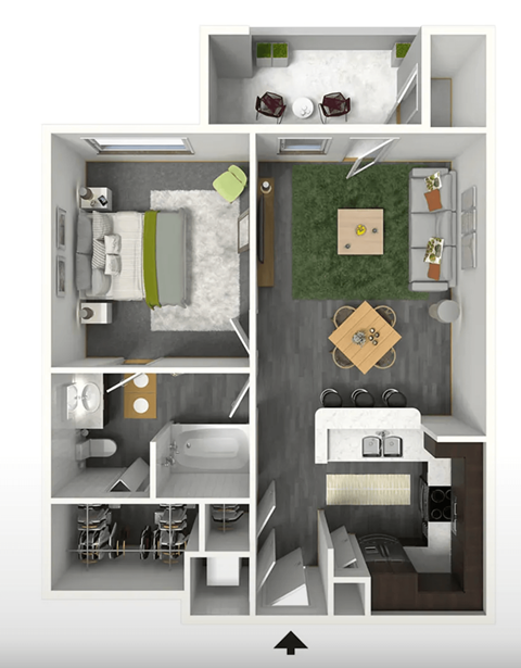 1 bedroom 1 bathroom apartment with city view