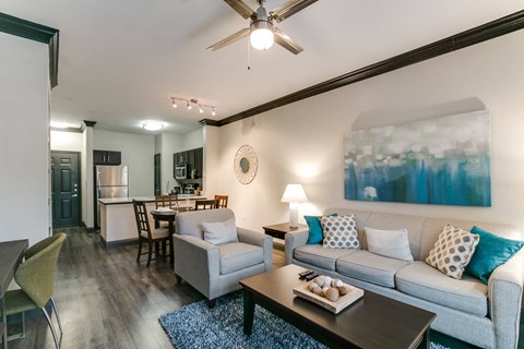 a living room with a couch and a coffee table