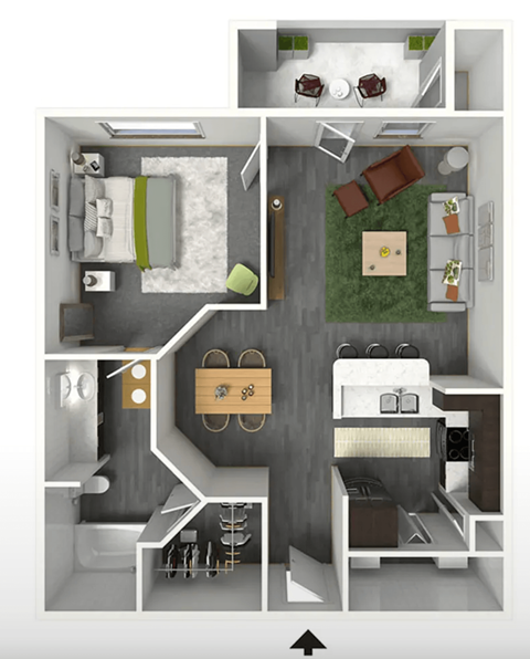 1 bedroom 1 bathroom apartment with city view