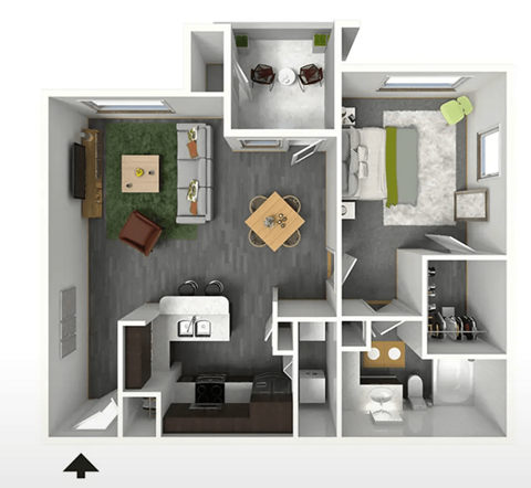 1 bedroom 1 bathroom apartment on 4th floor