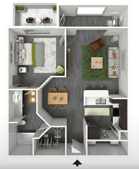 1 bedroom 1 bathroom apartment with courtyard view