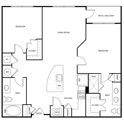 A black and white image of a floor plan for a house.