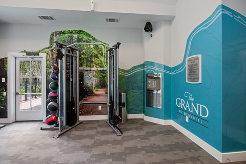 Updated fitness center at The Grand on Memorial, Houston, TX, 77079