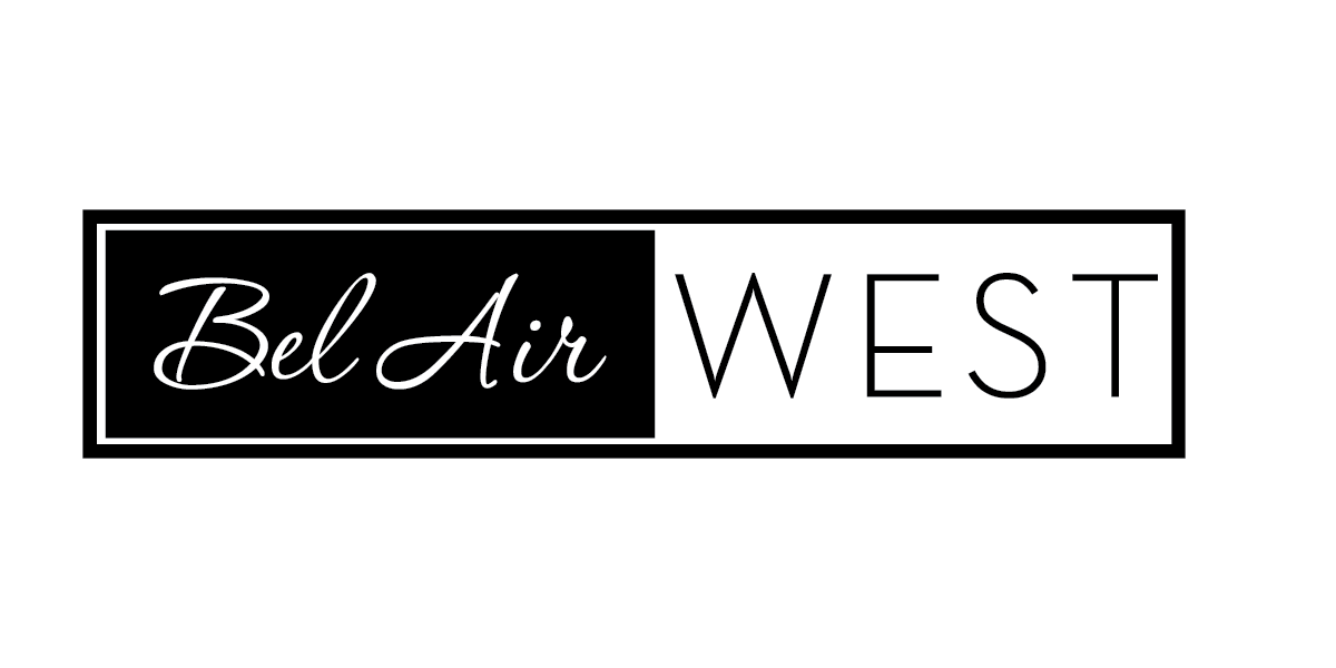 A logo with the words "Bel Air" and "WEST" on a green background.