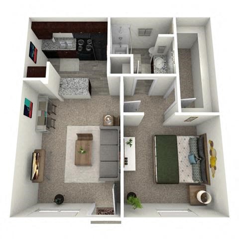 a floor plan with a bedroom and a living room