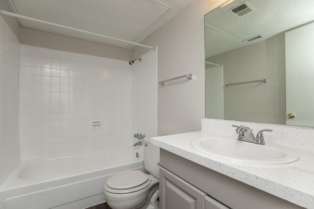 a bathroom with a sink toilet and a bath tub