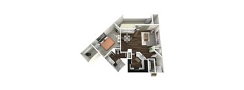 a 3d rendering of a floor plan with an open