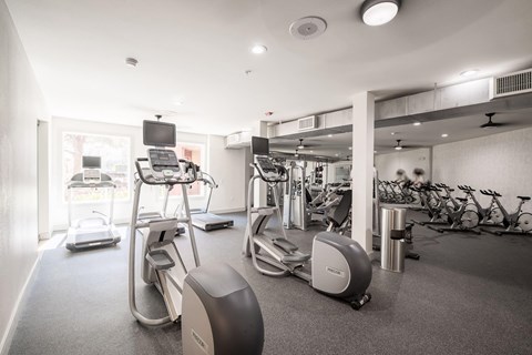 a gym with weights and other exercise equipment