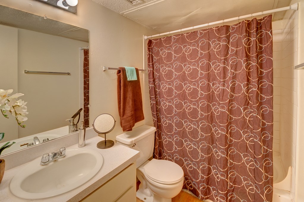 a bathroom with a shower and a sink and a toilet