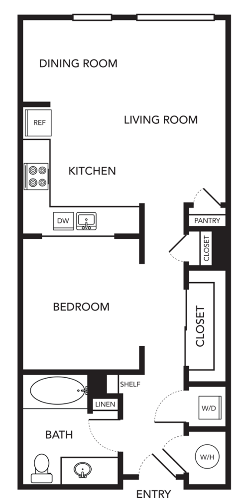 Studio, 1 bathroom apartment
