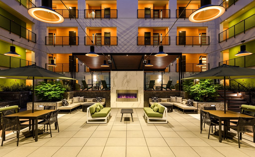 The Resident Podium with a fireplace