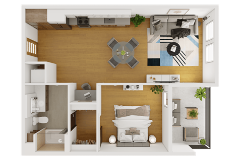 a floor plan of a house with a bedroom and a living room