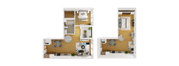 a floor plan of a house with a bedroom and a living room