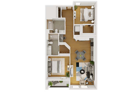a floor plan of a house with a bedroom and a living room