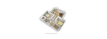 Chic C1 - 2 bedroom floorplan layout with 2 bathrooms and 1,056 square feet