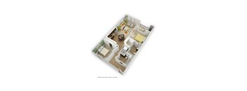 Chic C2 - 2 bedroom floorplan layout with 2 bathrooms and 1,064 square feet