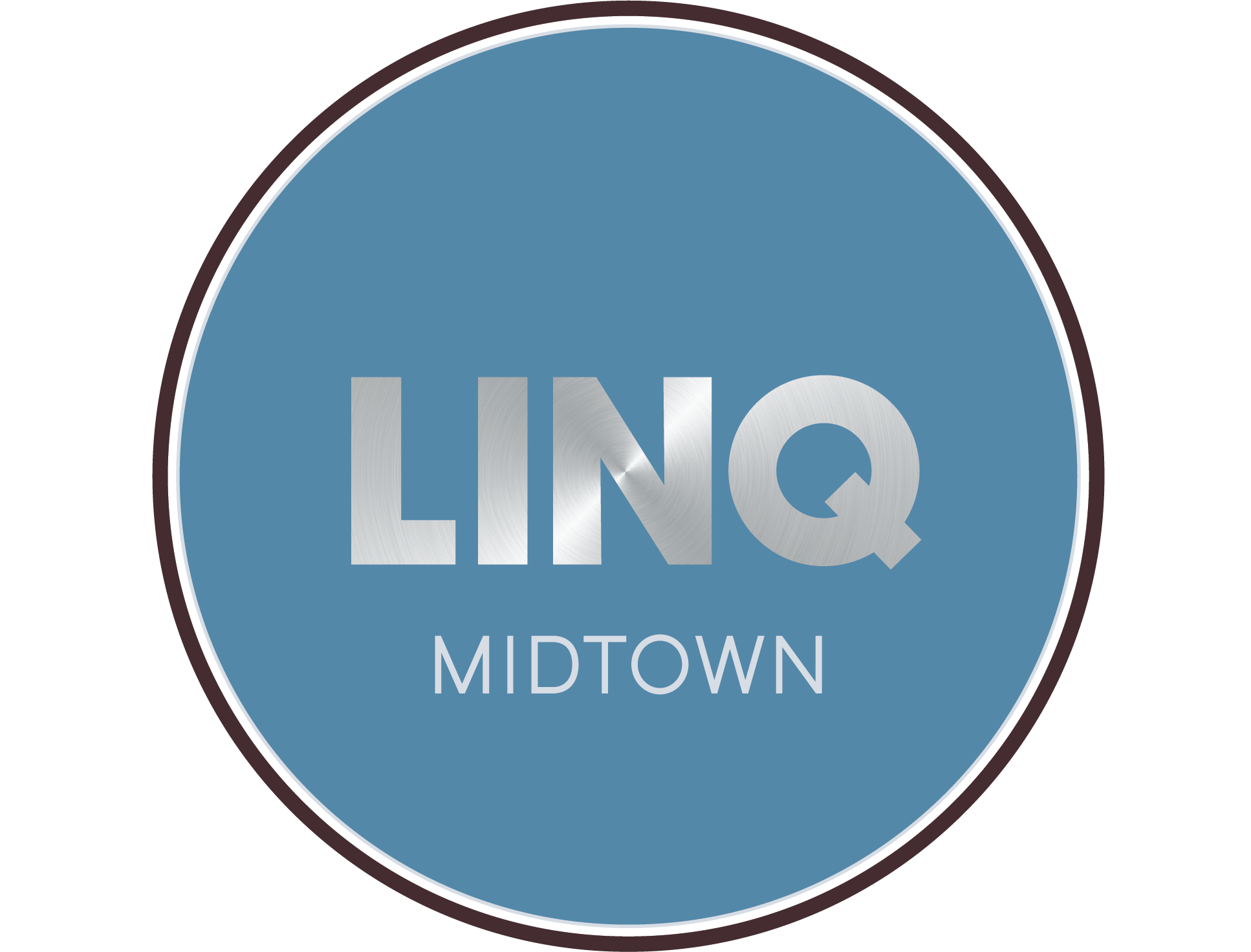 A blue circle with the text LINQ MIDTOWN in white.