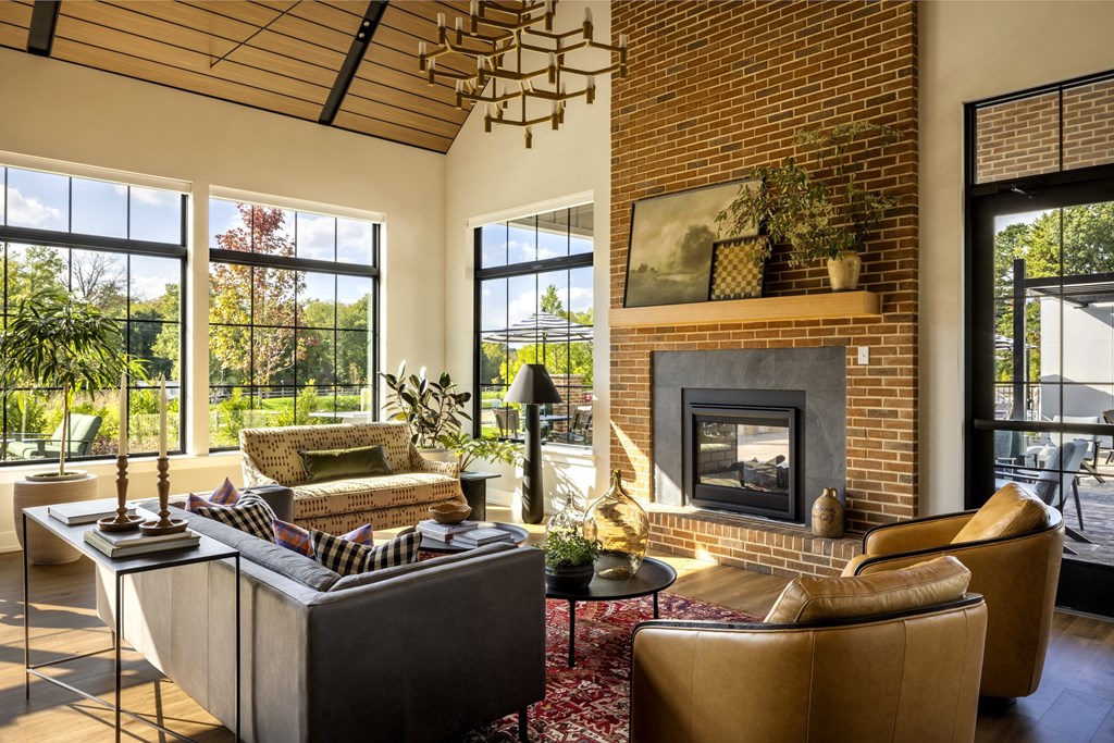 A living room with a fireplace and a couch.