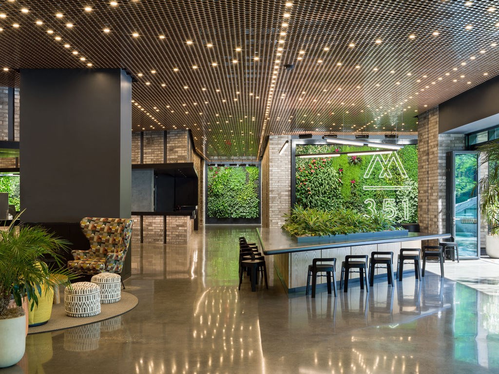 a living wall in the lobby of an office building