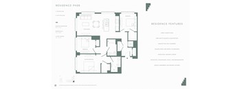 A floor plan of a residence with a list of features.