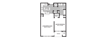 A black and white image of a floor plan for a house.