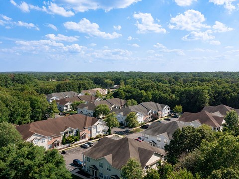 a aerial view of a neighborhood with houses and trees