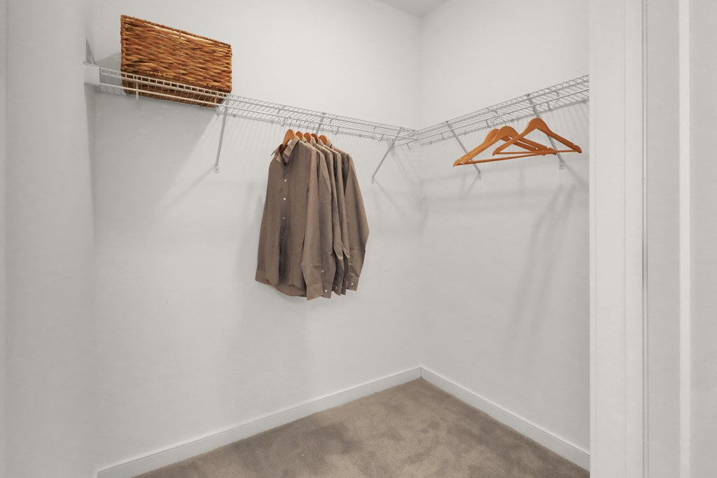 our closets in our new apartments are spacious and have hooks for coats and towels
