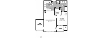 A black and white image of a floor plan for a home.
