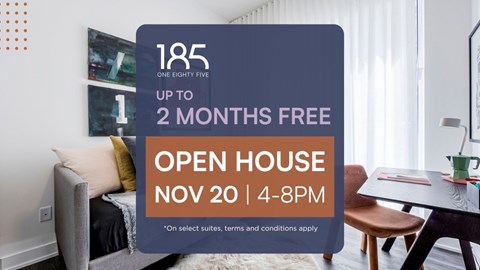 A sign advertising an open house on November 20th from 4-8pm.