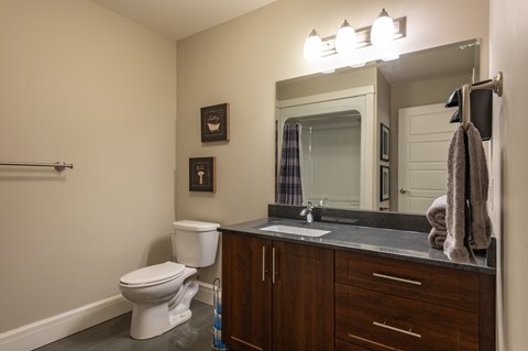 a bathroom with a toilet and a sink and a mirror