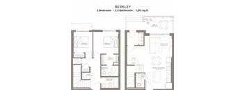 the floor plans of two bedrooms and a bathroom