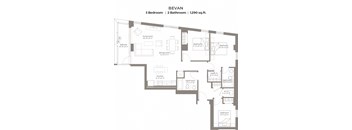 a floor plan of a unit with a bedroom and a bathroom