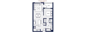 1 bed 1 bath 619sf