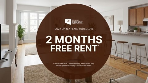 A promotional image for a 2 months free rent offer.
