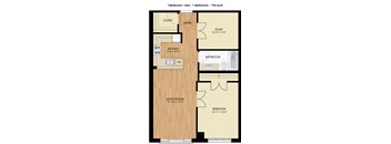 1 Bedroom plus Den 1 Bathroom-zoom floorplan