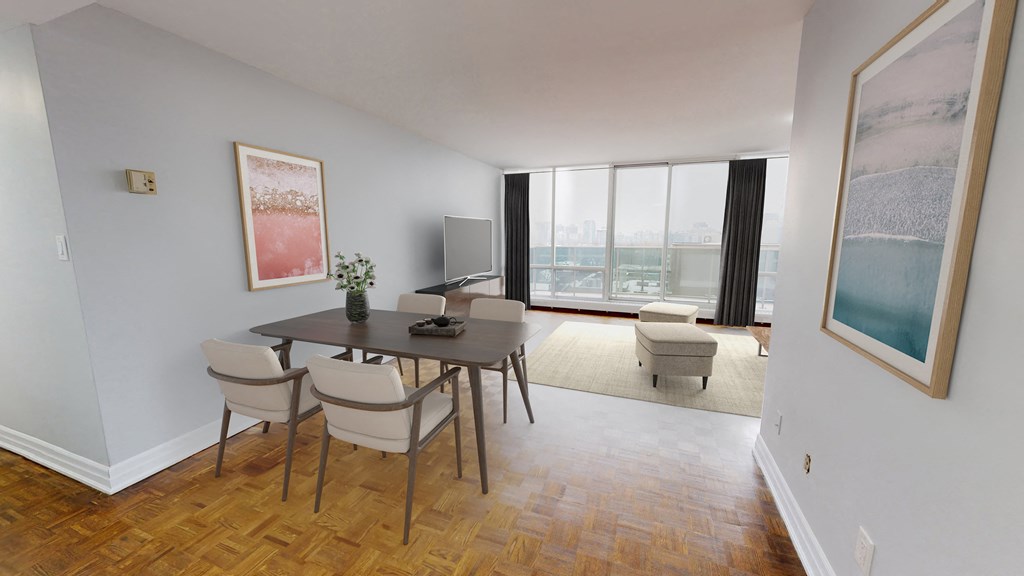 Living area and dining area