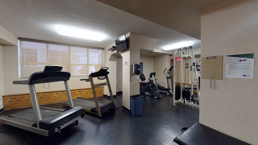 Fitness room with treadmills