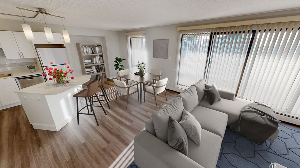 Living area and dining area