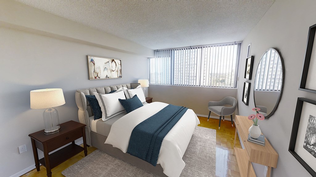 Spacious bedroom wit large window