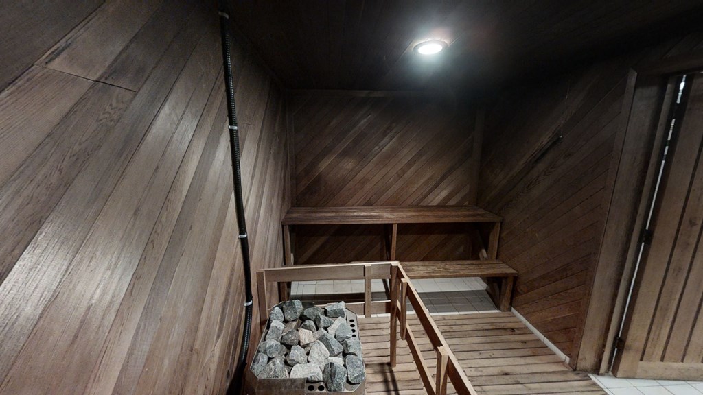 Sauna room with seating