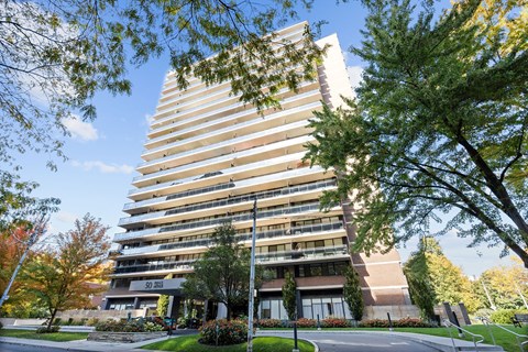 The exteriors - 50 Prince Arthur An exterior view of 50 Prince Arthur surrounded by trees