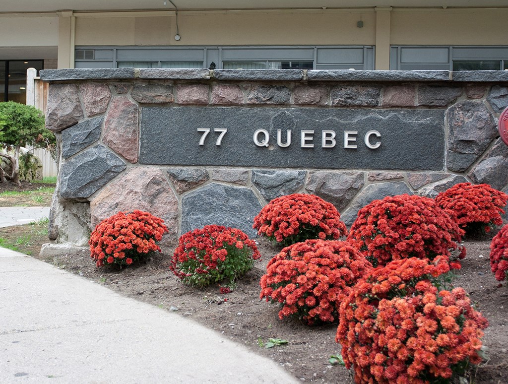 77 Quebec Entrance with flowers. Thumbnail click to zoom.