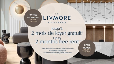 1180 Rue De Bleury Studio-3 Beds Apartment for Rent