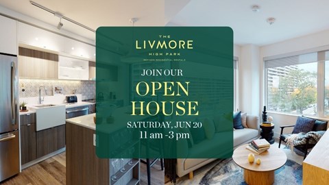 An invitation to an open house at The Livmoore High Park.