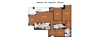 2 Bedroom plus Den 2 Bath - zoom floorplan