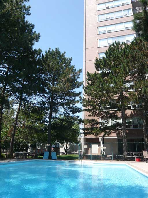 Outdoor pool and lounge area.  Thumbnail click to zoom