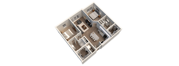 a 3d floor plan of a small apartment at Kendall Park Too, Ohio